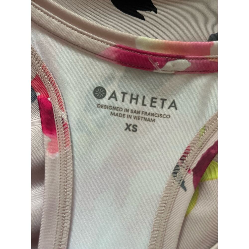 Women’s Athleta pink with floral design work out tank top size extra small - Picture 3 of 7